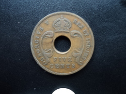 AFRIQUE DE L'EST (ANGLAIS) : 5 CENTS  1934  KM 18   TTB - Colonie Britannique