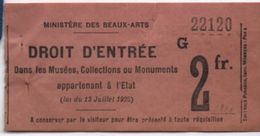 Art/Ministère Des Beaux-Arts/Droit D'Entrée/Musée Du Louvre/ Mommens :Paris/1930       VPN132 - Tickets - Vouchers