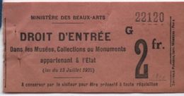 Art/Ministère Des Beaux-Arts/Droit D'Entrée/Musée Du Louvre/ Mommens :Paris/1930       VPN132 - Tickets - Entradas