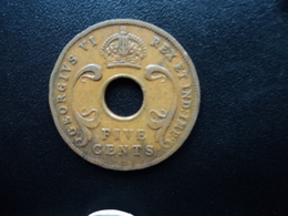 AFRIQUE DE L'EST (ANGLAIS) : 5 CENTS  1942 SA  KM 25.2   TTB - Britse Kolonie