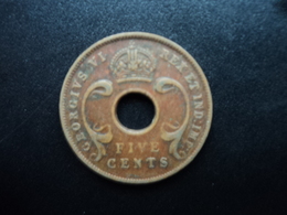 AFRIQUE DE L'EST (ANGLAIS) : 5 CENTS  1943 SA  KM 25.2   TTB - Colonia Británica