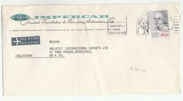 1980 Air Mail PORTUGAL Illus ADVERT COVER Impercar Auto Co  Stamps To GB Airmail Label - Covers & Documents