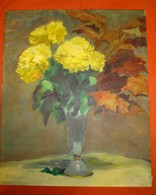 Tableau - Signé E. Doubet - Bouquet De Fleurs - Format 45.7 X 38 Cm - Huiles
