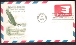 D39   USA 1973 FDC "Embossed Envelope, Air Mail Postage Rate Change, Iusse Of 1974" - 1981-00