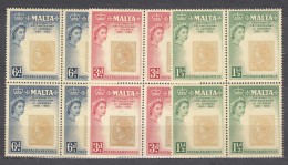 Malta 1960 Mi#272-274 Mint Never Hinged Blocks Of Four - Malta