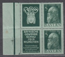 Germany States Bavaria Zusammendrucke, Piece Of Four With Labels And Margin, Mint Hinged Piece - Neufs