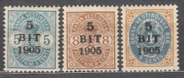 Denmark Danish Antilles (West India) 1905 Mi#38-40 Yvert#24-26 Mint Hinged - Danemark (Antilles)