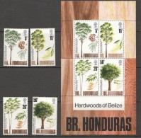 1971  Hardwoods Of Belize Series 3 SEt Of 4 UM - MNH Stamps And MM - MH Souvenir Sheet - Britisch-Honduras (...-1970)