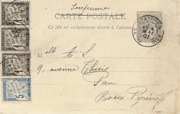 1901- C P A D'Etampes Affr. à 1 C Blanc TAXEE  à 8 C. - 1859-1959 Covers & Documents