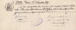 Billet à Ordre Manuscrit 15/12/1889 PARIS - Burnichon Payre Bd St Marcel - Cachet Fiscal - 1800 – 1899