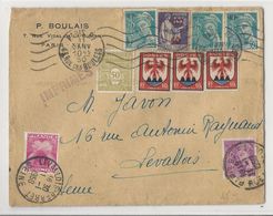 Lettre (1950) Envoyée Au Tarif IMPRIMES - Paris à Levallois - Taxée à 5 Frs - 1859-1959 Covers & Documents