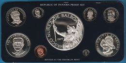 PANAMA 1977 SILVER PROOF SET 9 COINS IN BOX - Panama