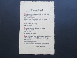 Liedpostkarte / Gedicht 1923 Nun Gilt Es! Von Cäsar Flaischlen. Nachporto Roter Stempel Kiel. Haderslev Schleswig - Musique