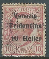 1918 TRENTINO ALTO ADIGE USATO VENEZIA TRIDENTINA 10 H SU 10 CENT - I35-8 - Trento
