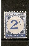 NYASALAND 1950 2d POSTAGE DUE SG D2 LIGHTLY MOUNTED MINT Cat £20 - Nyassaland (1907-1953)