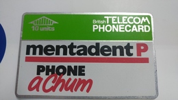 United Kingdom-(bta002)-mentadent-(10units)-(1)(704A26860)-price Cataloge12£-used Card+1card Prepiad,free - BT Werbezwecke