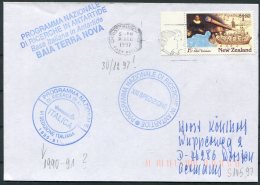 1991 New Zealand, Christchurch Italy Antarctic, Terra Nova Bay Ship Cover - Brieven En Documenten