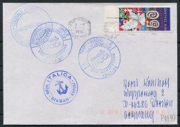 1991 New Zealand, Christchurch Italy Antarctic, ITALICA Ship, Napoli Cover - Cartas & Documentos