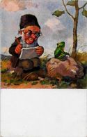 CPA Gnomes Nains Lutins Gnome Chouette Circulé Cachet Grenouille Frog Paul Lothar Müller - Fairy Tales, Popular Stories & Legends