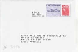 D0290 - Entier / Stationery / PSE - PAP Réponse Beaujard - Rotschild - Agrément 10P467 - Prêts-à-poster:Answer/Beaujard