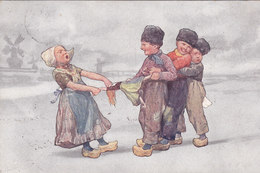 Cpa 2 Scans Illustrateur Signé Karl FEIERTAG -1908 Enfants Hollandais - Poupée - BKWI 496-4 Signature En Bas A Gauche - Feiertag, Karl