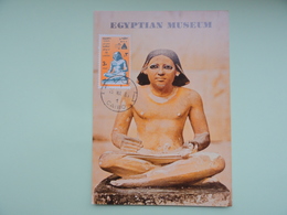 CARTE MAXIMUM CARD STATUE PEINTE D'UN SCRIBE ACCROUPIE EGYPTE - Egyptologie