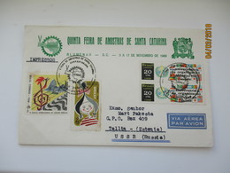 BRAZIL QUINTA FEIRA DE AMOSTRAS DE SANTA CATARINA , BLUMENAU  TO USSR RUSSIA 1968 , LABEL FAMOSC , AIR MAIL COVER , 00 - Storia Postale