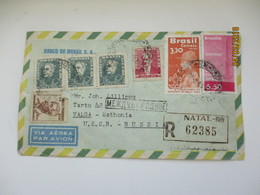 BRAZIL  NATAL     REGISTERED TO USSR RUSSIA 1960 ,  AIR MAIL COVER , 00 - Covers & Documents