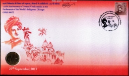 SWAMY VIVEKANANDA-COIN COVER-SPECIAL COVER-UNIQUE-LIMITED ISSUE-SCARCE-INDIA-2017-ABC-6 - Collections, Lots & Series