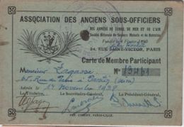 Militaria/Carte De Membre Participant/Association Des Anciens Sous-Officiers/Lagasse/ PANTIN/1938          AEC109 - Documentos