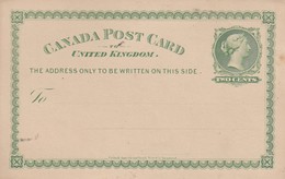 CANADA POST CARD TO UNITED KINGDOM - TWO CENTS / 1 - 1860-1899 Reinado De Victoria