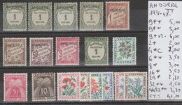 TIMBRES LOT ANDORRE NEUF ** / * / (*) OBLITERES Nr VOIR SUR PAPIER AVEC TIMBRES  COTE 41€ - Unused Stamps