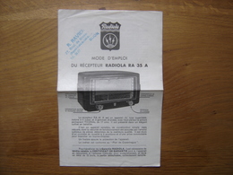 Brochure Mode D'emploi Notice RADIOLA RA 35 A Recepteur Poste Radio - Material Und Zubehör