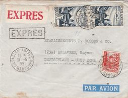 Maroc Lettre Par Exprès Pour L'Allemagne 1951 - Covers & Documents