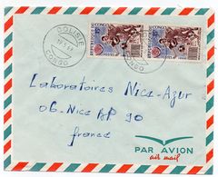 Congo YT Paire N°195 Sur Lettre Dolisie Pour La France 1969 (Nice Azur Parfumerie Laboratoires) Football - Usados