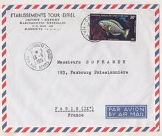 AFARS ET ISSAS 1971 - ETABLISSEMENT TOUR EIFFEL DJIBOUTI - POISSON SCARUS VETULA SEUL SUR LETTRE - VOIR LES SCANNERS - Cartas & Documentos