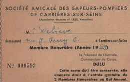 Carte D'Assoc./Société Amicale Des Sapeurs-Pompiers De Carriéres-sur-Seine/Deliéve /1959    AEC128 - Andere & Zonder Classificatie