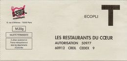 Enveloppe T (dépliant) Les Restaurants Du Coeur (écopli) - Buste Risposta T