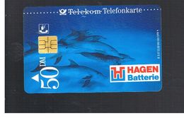 GERMANIA (GERMANY) -  1993 -  HAGEN BATTERIE, DOLPHINS           - USED - RIF.   43 - Delfines