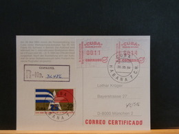 75/515  CP  CERT. CUBA  1984 - Vignettes D'affranchissement (Frama)