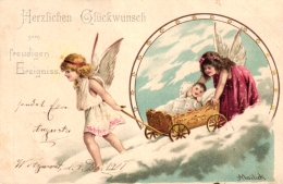 Zum Heranzoomen Mit Der Maus über Das Bild FahrenGeburt-Freudiges-Ereignis-Engel-mit-Kinderwagen-sign-Mailick-1901 Gebur - Mailick, Alfred
