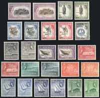 28 ADEN: Yvert 48/62A, 1953/8 Ships, Animals, Landscapes, Etc. Cmpl. Set Of 25 Values, - Aden (1854-1963)