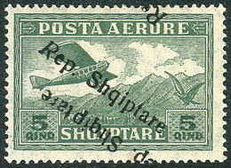 35 ALBANIA: Sc.C8a, With Double Overprint Variety, One Inverted, VF Quality! - Albanie