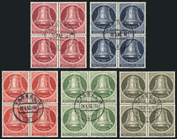 75 GERMANY - BERLIN: Yvert 68/72, 1952 Liberty Bell, Cpml. Set Of 5 Values In Used BLOC - Autres & Non Classés