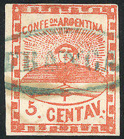 125 ARGENTINA: "GJ.1e, "double Period After CENTAV", With Spectacular Green-blue FRANC - Other & Unclassified