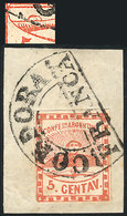 126 ARGENTINA: "GJ.1, 5c. Red, With VARIETY: "Blister On The Arm, Above The 5", Tied O - Sonstige & Ohne Zuordnung