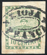 127 ARGENTINA: GJ.2, 10c. Green, On Fragment With Almost Complete RIOJA - FRANCA Cancel - Autres & Non Classés
