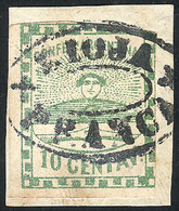 127 ARGENTINA: GJ.2, 10c. Green, On Fragment With Almost Complete RIOJA - FRANCA Cancel - Sonstige & Ohne Zuordnung