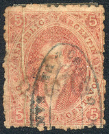 154 ARGENTINA: GJ.20, 3rd Printing With VARIETY: Paper Fold, Double Ellipse SAN LUIS Can - Ungebraucht