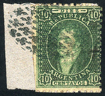 163 ARGENTINA: "GJ.23, 10c. Almost Clear Impression, On Small Fragment With Mute "fleur - Neufs